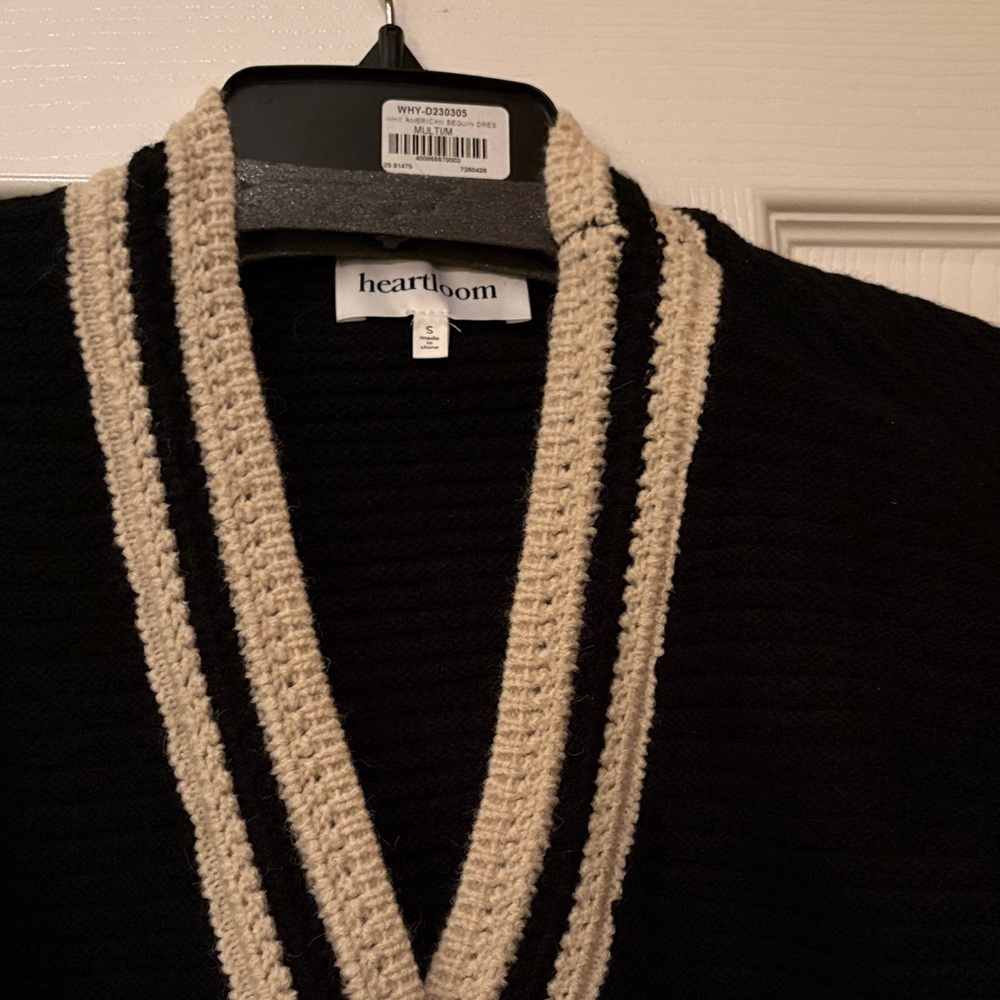 Heartloom Black Cardigan with Cream Accents